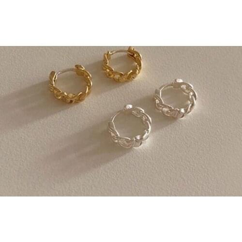 Trendy Hollow Chain Hoop Earrings Silver Punk Hip-Hop Cuba Chain Gothic Studs Earrings for Fashion Women Jewelry Accessories 202