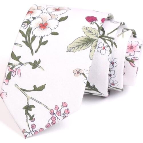 Fashion Floral Print Tie New Design 7CM Cotton Ties For Men Business Suit Work Necktie Male Formal Casual Neck Tie With Gift Box