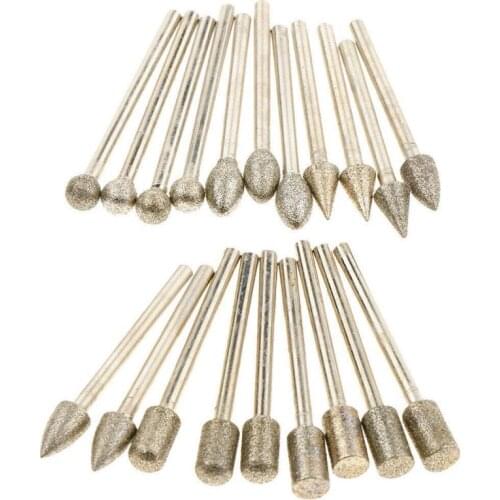 20Pcs 3*6mm Rotary Grinding Head Abrasive Tools мультитул 80 Grit Diamond Burr Set Drill Bits Set For Dremel Tools