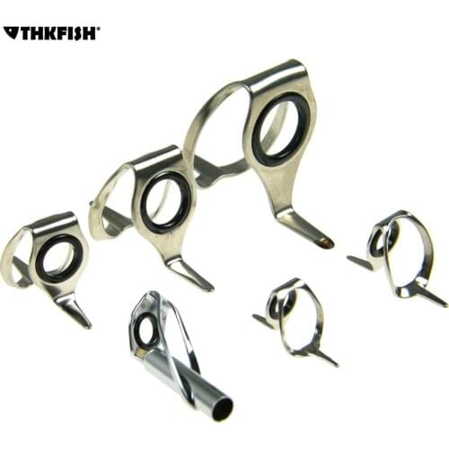 6 Pcs Fly Fishing Rod Guides Replacement Repair Kit #10-#25 Big Jigging Boat Fishing Pole Guides Tip Tops