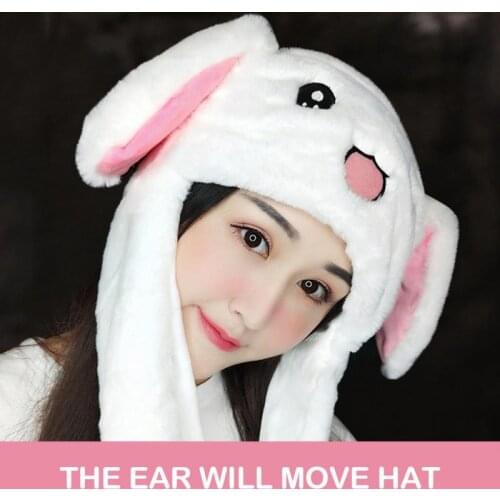 New Womens Cute Hat Plush Can Moving Bunny Ears Hat With Shine Earflaps Movable Cap Winter Rabbit Ears Toy Gift For Child Girls