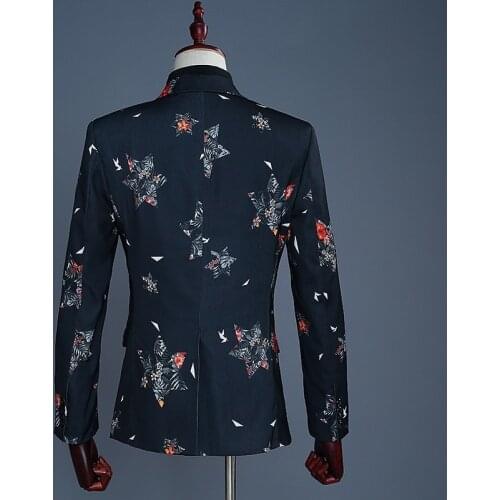 2020 Latest Coat Pant Designs Men Fashion Five-Pointed Star Print Casual Slim Fit Elegant Groom Wedding Suit Male Costume Homme