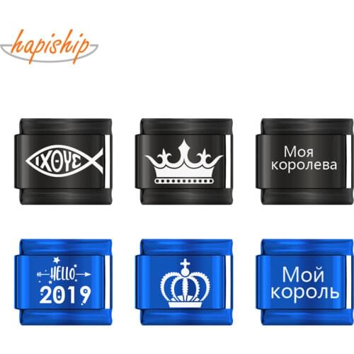 Hapiship Original Daisy My King My Queen Fish Jesus Hello 2019 Charm Fit 9mm Bracelet Stainless Steel Jewelry Making DJ151-A