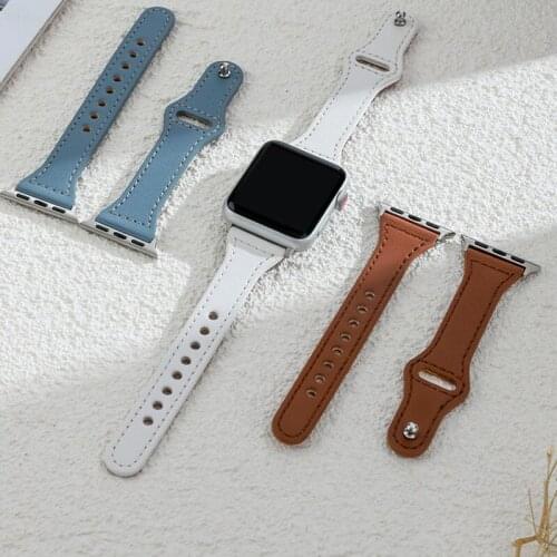 Genuine Leather Strap For Apple Watch Band 40 44 38mm 42mm Slim Cowhide Smartwatch Wristband iWatch serie 1 2 3 se 4 5 6
