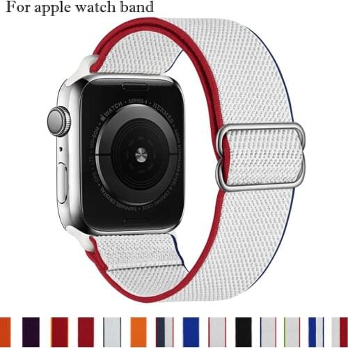 Adjustable Elastic Nylon solo Loop Strap for Apple watch band 44mm 40mm 38mm 42mm Scrunchie bracelet iWatch series 3 4 5 6 se
