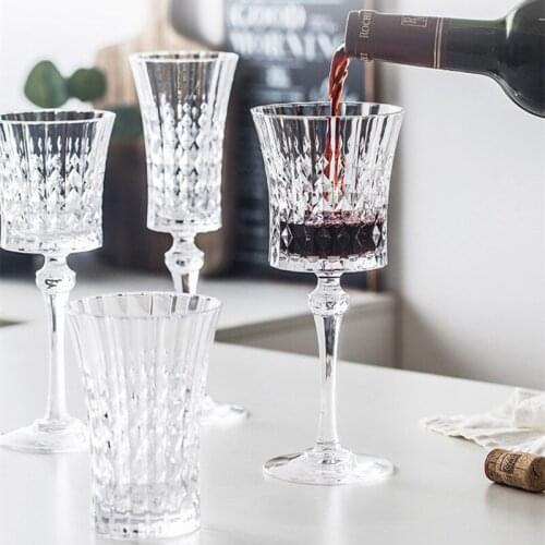 Romantic Love Series Goblet 150-280ml Lead-Free Crystal Vintage Red Wine Glass Champagne Whiskey Cup Fans Holiday Gift Flat Cup