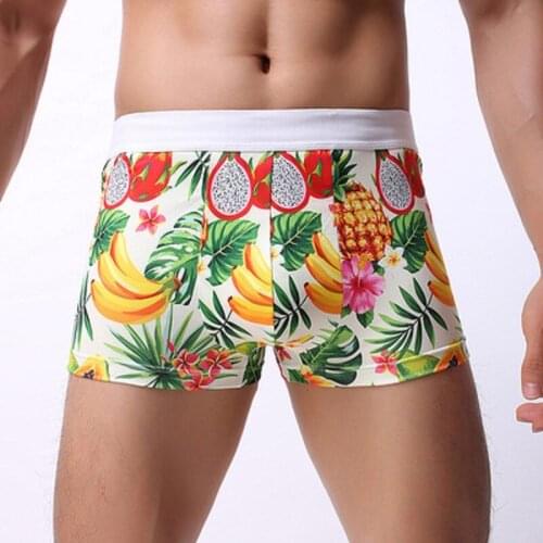 Sexy Ice Silk Underwear Lovely Flower Print Boxer Shorts Homme Male Comfortable Underpants Mens Boxers Breathable Panties