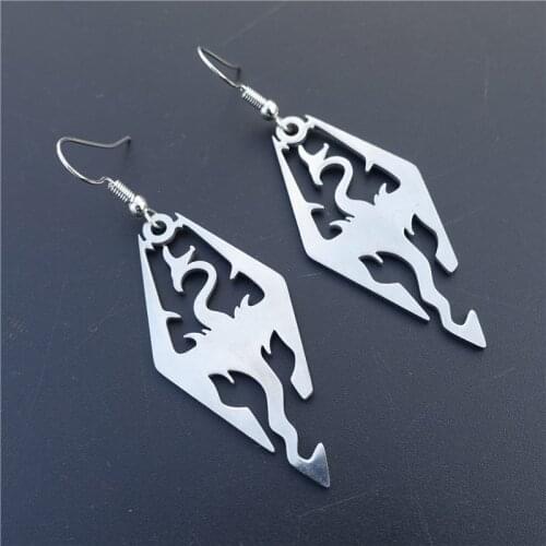 Stainless Steel Earrings Dinosaur Skyrim the Elder Scrolls Dragon Earring Movie Jewelry