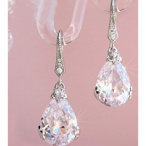 UILZ Luxury AAA Zircon Bridal Wedding Drop Earrings Elegant Green Crystal Bridal Engagement Jewelry Accessories for Women