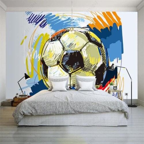 Modern Hand-painted Graffiti Football Wall Paper Papel De Parede 3d Living Room Ktv Bedroom Boys Room Decor Mural Wallpaper 3D