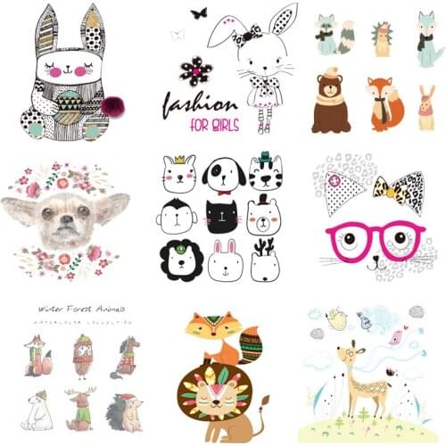 Iron on Transfer for Clothing Thermoadhesive Patches Stickers Diy Animal Appliques Ironing Applications Textile Vinyl Stripes C