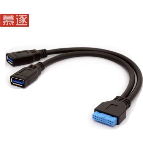 USB 3,0 Motherboard Adapter Kabel 20 Pin Header Konvertieren zu Zwei Weibliche EINE art Führen für DIY Gaming PC 25cm