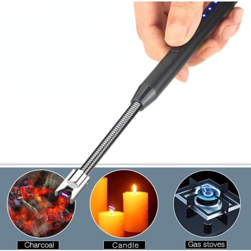 USB Arc Pulse Ignition Gun Candle Gas Stove Igniter 360 Degree Hose Ignition Rod Lighter Aluminum Tube Women Torch Lighter