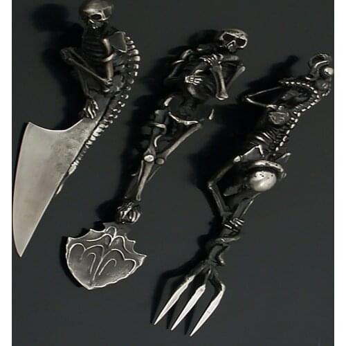 Personalized Skull Fork Spoon Halloween Gift Skeleton Tableware For Coffee Tea Dessert Fork Portable Kitchen Cutlery Accessories