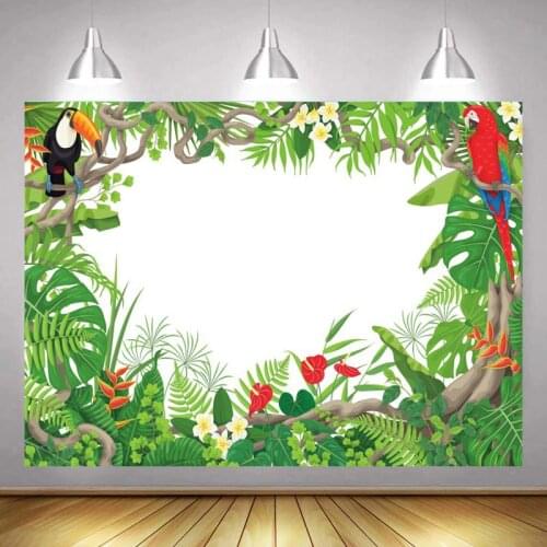 Summer Tropical Green Leaves White Board Birthday Photography Backgrounds Vinyl Custom Backdrops For Newborn Baby Shower Decor