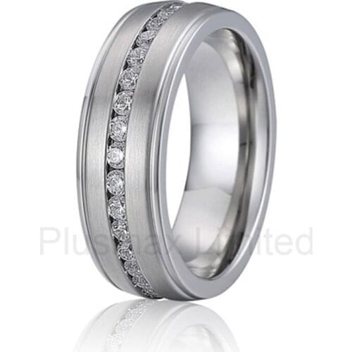 High quality Best China factory his and hers cz stone pure titanium jewelry wedding band fashion rings