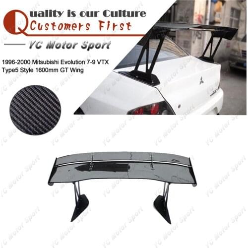 Carbon Fiber VTX Type5 Style Rear Spoiler Fit For 2001-2007 Evolution 7-9 EVO 7 8 9 GT Wing 1600mm with 390mm Aluminum Stand