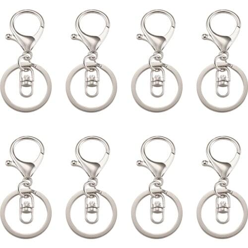 10 pcs 66mm Long Iron Split Key Rings Keychain Clasp Findings Alloy Lobster Claw Clasps Swivel Nickel Free Supplies for Jewelry