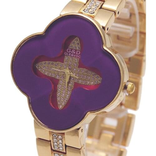 G&D Women Quartz Wristwatches Stainless Steel Relojes Mujer Lady Bracelet Watch Dress Jelly Flower Shaped Gift Relogio Feminino