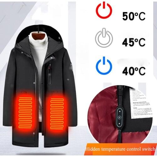 Winter Outdoor Warm Men Heated Jacket USB Electrical Hooded Heated Jacket Outdoor Hunting Waistcoat Hiking Coat Dropship