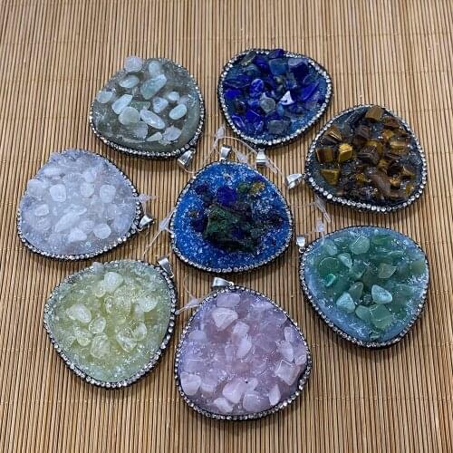 Resin Pendant Crushed Stone Drop Shaped Diamond Inlaid Necklace Pendant Jewelry Charm Bracelet DIY Handmade Accessories 1pcs