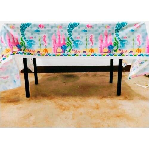 1pcs Luxury Kids Birthday Party Decoration Set Mermaid Ariel Theme Party Supplies Baby Birthday Party Disposable Tablecloth set