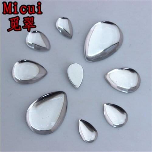 Micui 100PCS Clear Color Drop shaped Acrylic Rhinestones Flatback For Clothes Dress Decorations Jewelry Accessories ZZ578