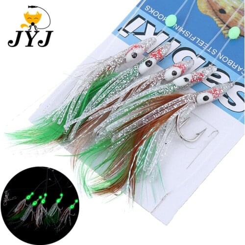 20 packs size hook 1/0 feather squid tail sabiki rigging carppie sgombri killer for saltwater hook