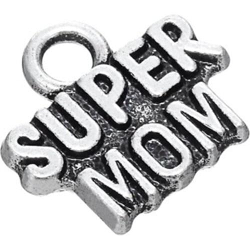2021 New Word super mom gift charm for mother charms for jewelry making