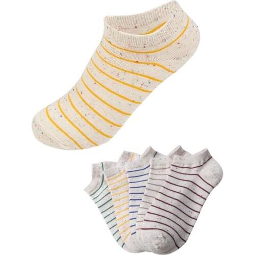 5 Pairs Classical Striped Women Socks Funny Candy Color Short Ankle Socks for Spring Summer Cotton New Fashion 2018 Woman Socks