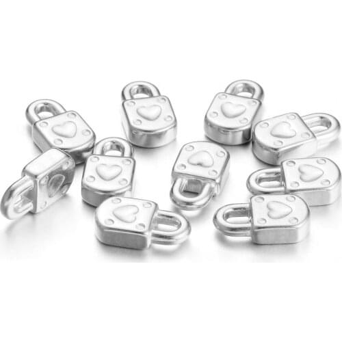 5pcs/Lot Real Stainless Steel Lock DIY Charms Pendants for Making Necklace Bracelet Wholesale 10*18mm