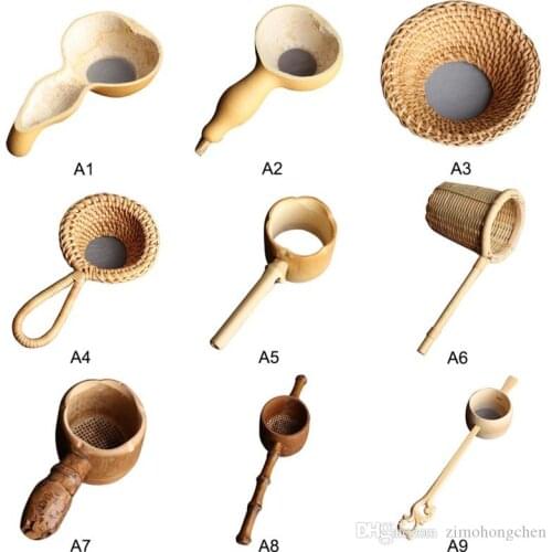 5pic/set Bamboo Rattan Gourd Shaped Leaves Funnel Teaism Decorative Tea Strainers for Tea Table Decor Tea Ceremony Accessories