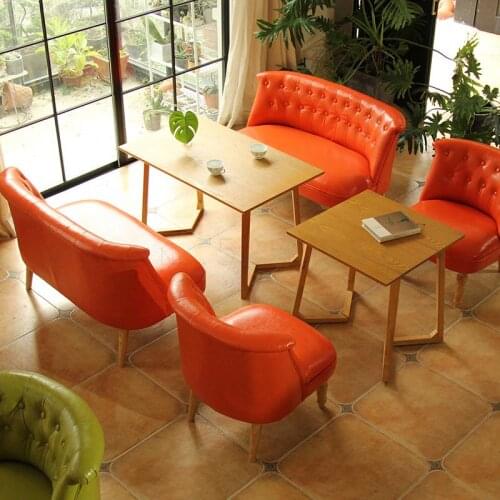 8000 Nordic net red milk tea dessert shop cafe table and chair combination simple casual clothing shop double deck small sofa