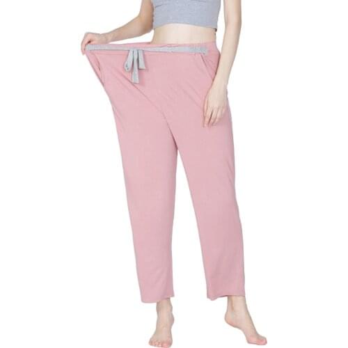 Large Pyjama Bottoms Womens 2020 Autumn New Design Drawstring Waist Pajama Pants Women Pink/Gray Loose Pants Plus Size 3XL-7XL
