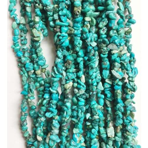 Natural Gem Irregular Line Blue Green China Hubei Turquoise Chip Beads For Jewelry Making 3-5-6MM Freeform Diy Necklace Bracelet