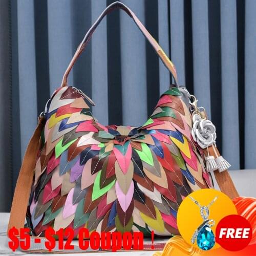 CGA Real Cow Leather Handbags Bags For Women Brands Cowhide Paillette Genuine Leather Messenger Luxury Tote Bag Torebka Damska