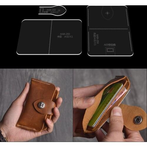 Card case key case acrylic template sewing pattern DIY leather craft tool 12.5cm * 7.5cm
