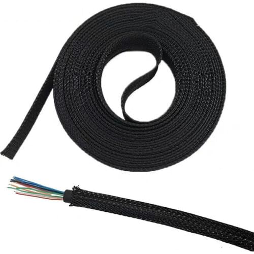 5M Black Insulated Braid Sleeving 4/6/8/10/14/20/25mm Expandable Stretch PET Wire Cable Gland Protection Cable Sleeve