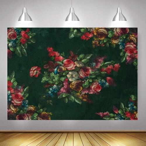 Retro Flowers Texture Photography Backdrop Old Master Vintage Wedding Background Photocall Boda Christmas Red Floral Backdrops