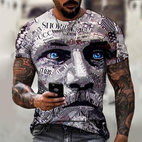 2021 New Summer Casual Tops Vintage Warrior Avatar Print Oversize Men T-shirt Short Sleeve O-neck Fashion Streetwear Men T Shirt