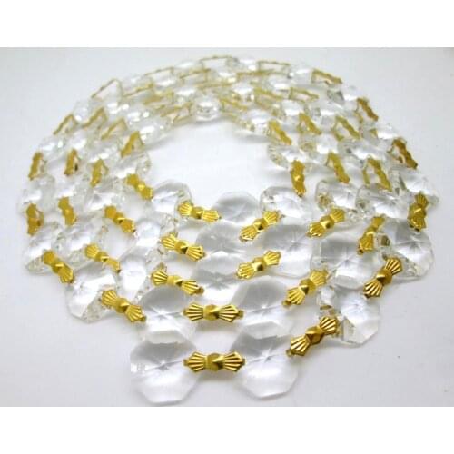 Garland Spectra 3 Feet Clear Prisms Glass Crystal Octagon Beads 14mm Wedding Chandelier Parts Suncatcher Rainbows M02050-9