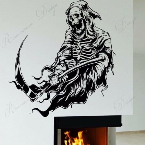 Grim Reaper Skeleton Death Hallowee Wall Sticker Vinyl Home Decor Room Kids Children Bedroom Wall Decals Removable Murals 4195