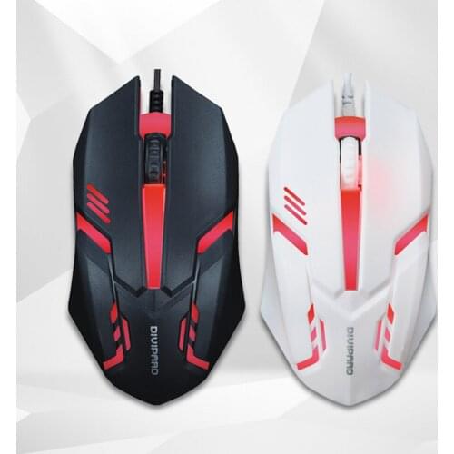 Gaming Backlit Mouse 1200DPI Optical Mouse Symmetrical Design Ergonomic Shape for Desktop Notebook Computers Black White