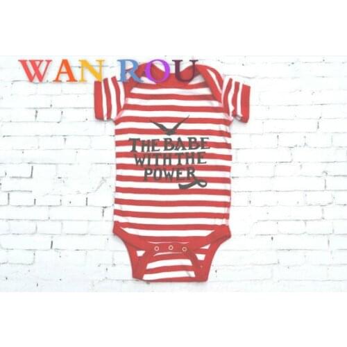 Newborn Kids Baby Girls Toddler Infant O neck Short Sleeve Red Striped Letter Bodysuit Jumpsuit Playsuits Clothes 0-24 M Clothes