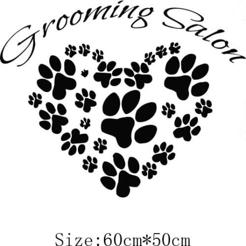 KUCADA dog footprints grooming salon pet wall sticker for home decoration removable pvc wallpaper mural art decal WP1020