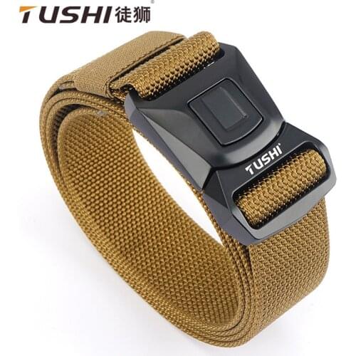 TUSHI 2021 Fashion Hot Sell Men Belt Multifunction Nylon Weave Outdoors Tactical Waistband Safety Quick Release Buckle 125*3.8cm