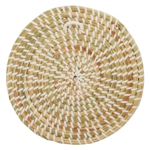 3pcs Boho Woven Wall Basket Decor Handmade Natural Seagrass Round Hanging Decorative Trays for Living Room Bedroom