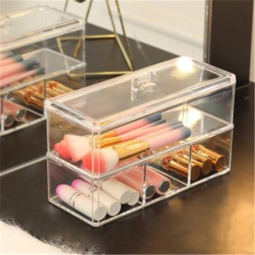Transparent Cotton Swab Storage Box Plastic Rectangle Cosmetic Makeup Organizer Case Drop-proof Bathroom Makeup Table Storage
