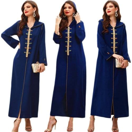 Ramadan Muslim Women Long Dress Diamonds Hooded Abaya Arabic Kaftan Islamic Maxi Robe Dubai Middle East Caftan Turkish Moroccan