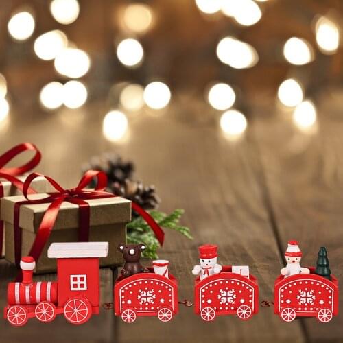 Christmas Wooden Train Decoration Ornaments With Snowman Childrens Gifts Baby Car Toys Decoration Home Parent-child Interaction